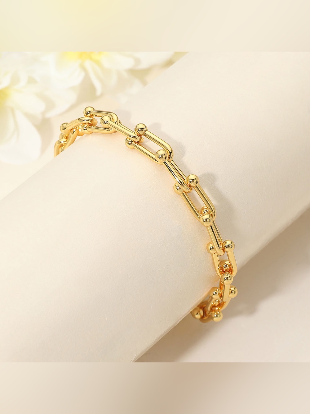 Gold Dipped Stainless Steel Industrial Link Chain Bracelet